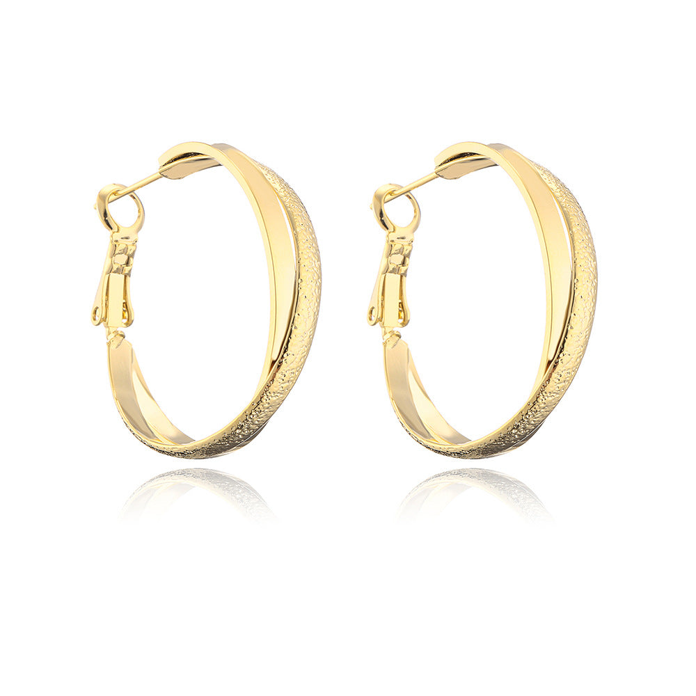 Minimalist Gold Plated Brass Geometric Round Earrings with 925 Sterling Silver Posts for Women