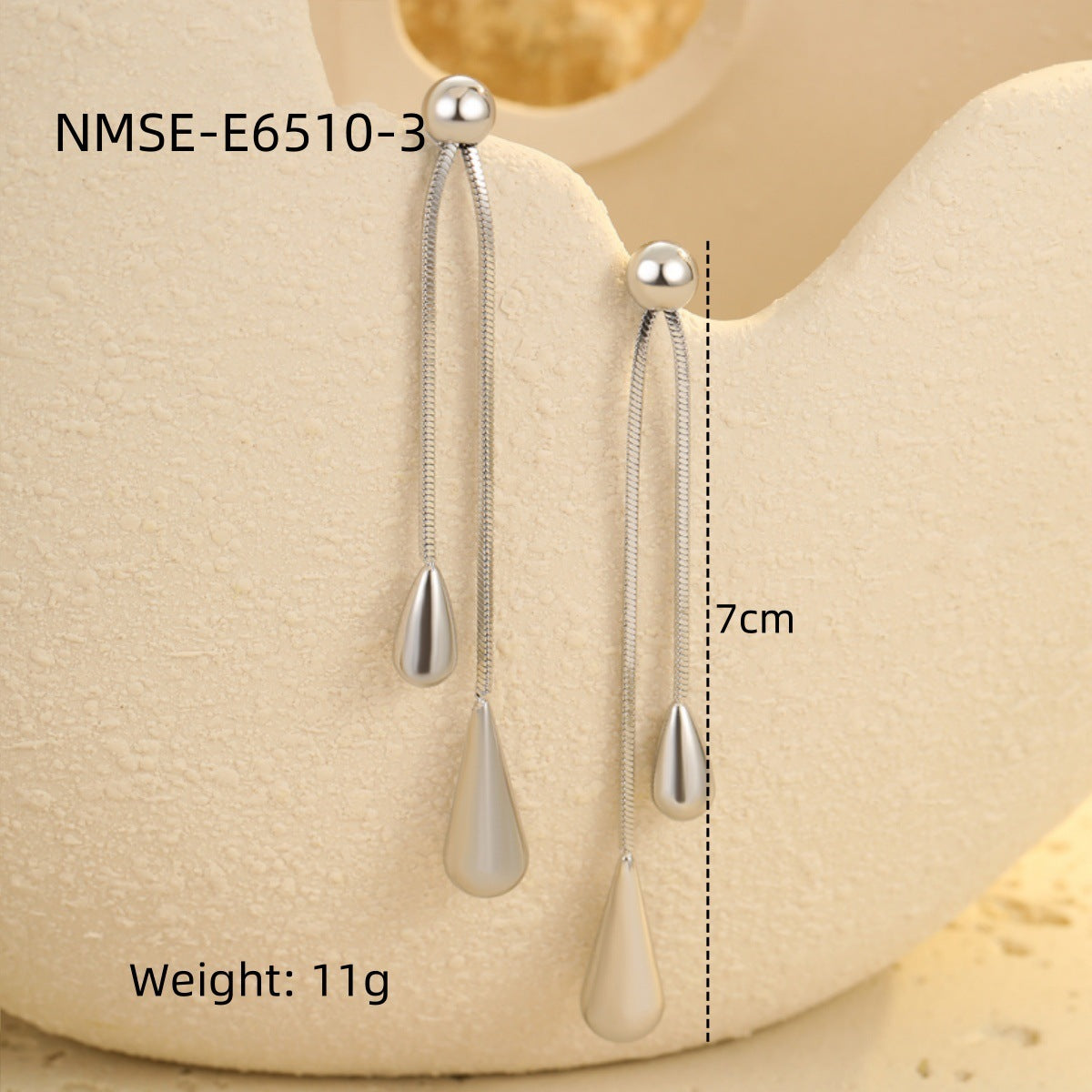 Pendientes Minimalistas Retro de Acero Inoxidable con Forma de Gota para Mujer con Acabado Chapado