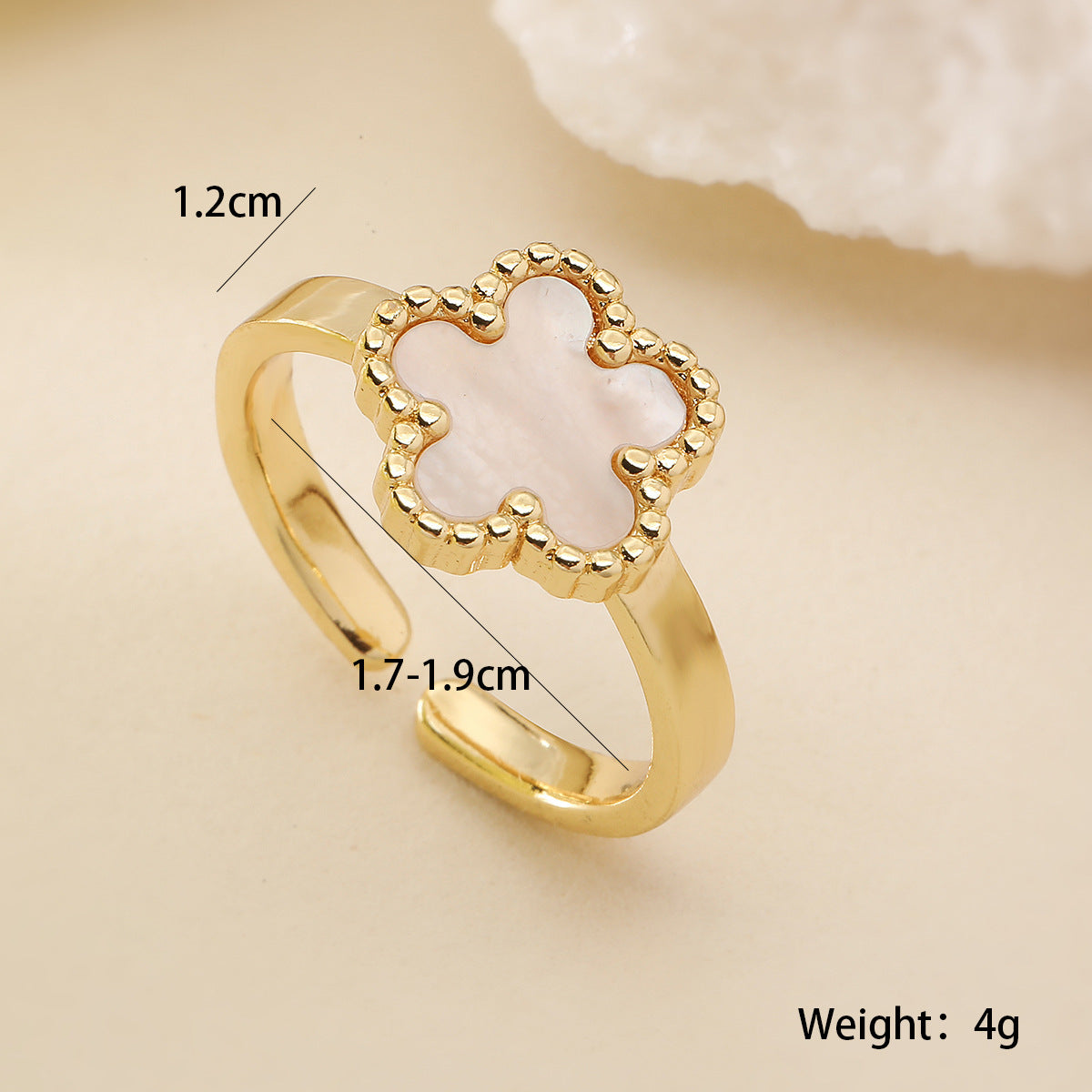 Anello da donna aperto, minimalista, geometrico, a forma di fiore, in rame con finitura placcata