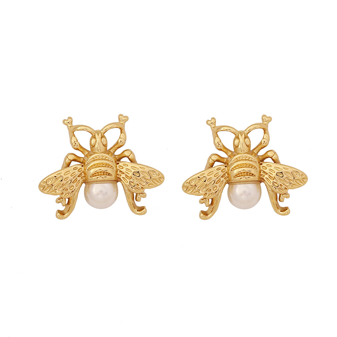 Fashionable OL Style Shell-Shaped Stainless Steel Stud Earrings with Pearl Inlay and Plated Finish