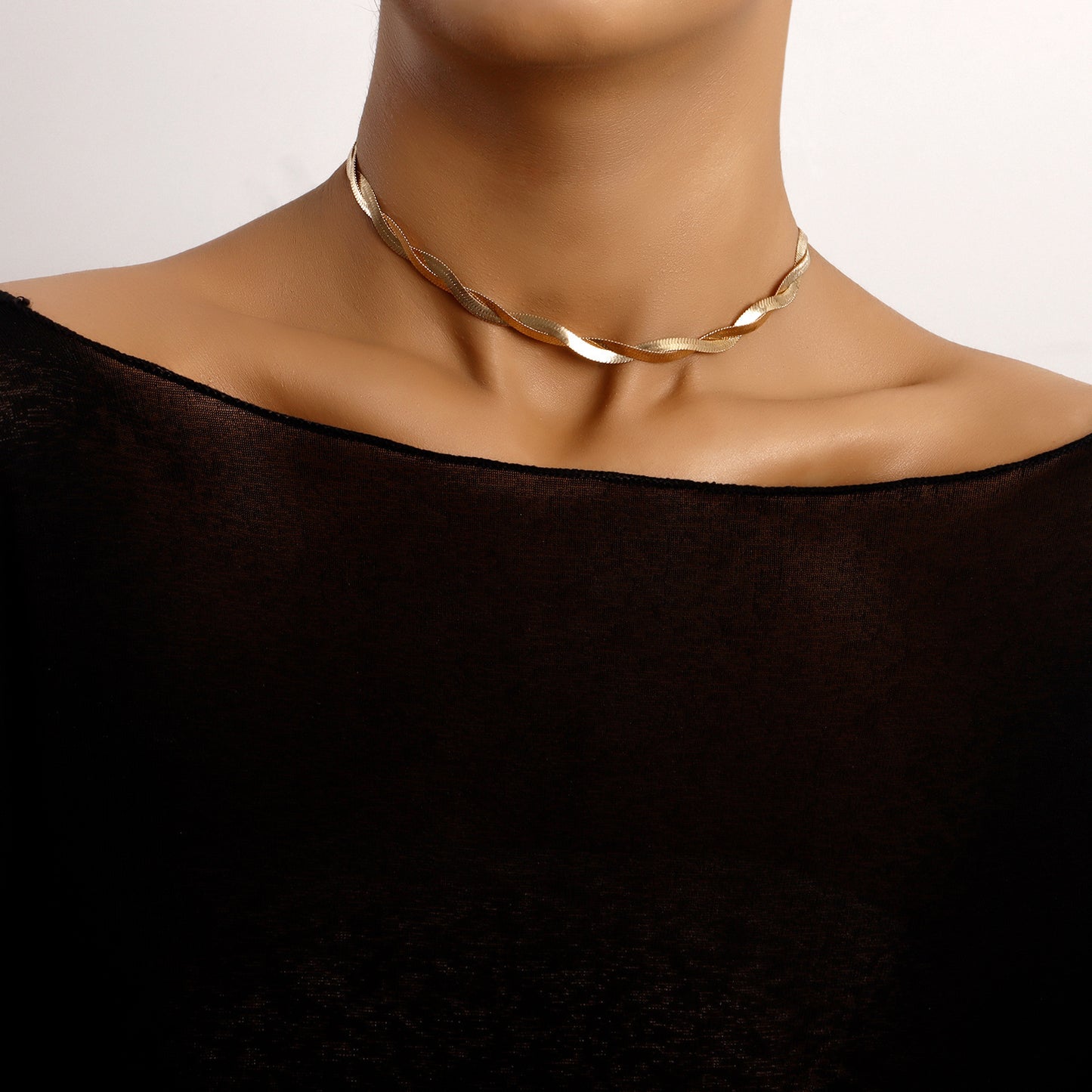 Minimalist Geometric Double-Layer Snake Chain Necklace for Women Alloy Plated Jewelry