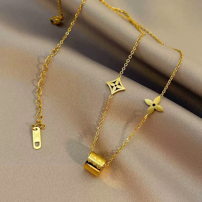 Minimalist Elegant Hollow Titanium Steel Plated Pendant Necklace for Women and Men
