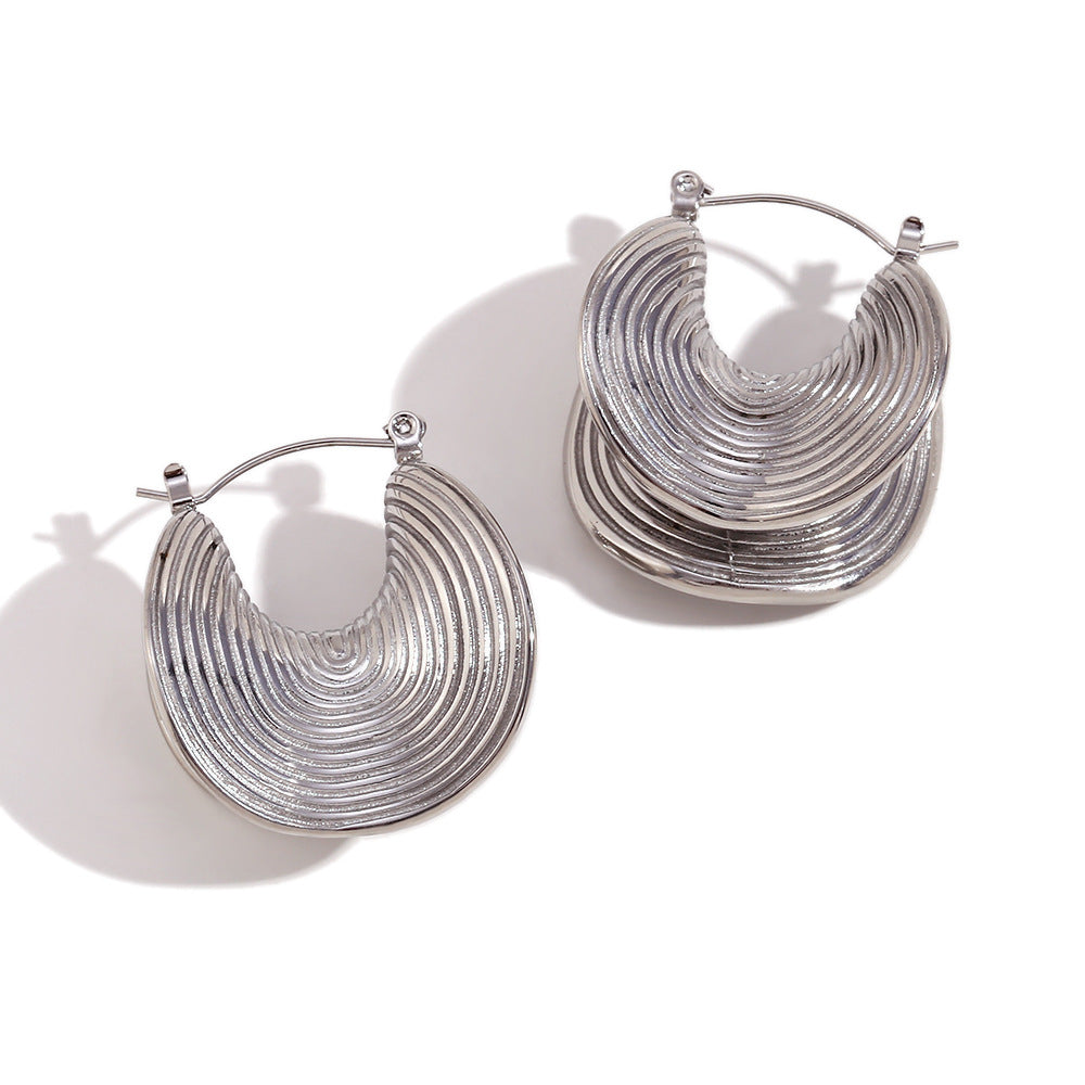 Fashionable Geometric Stainless Steel Earrings with 18K Gold Plating for Women