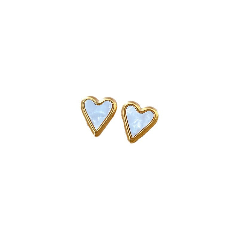 Minimalist Titanium Steel Heart-Shaped Shell Earrings for Women Elegant Cold-Tone Party Jewelry