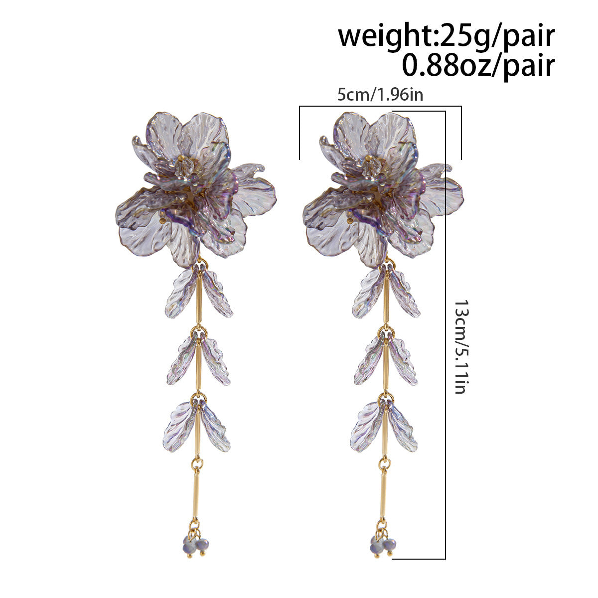 Orecchini Floreali di Tendenza con Design a Fiore Scallop 3D, Borchie in Metallo Elettroplaccato con Dettagli Nappa per Donna