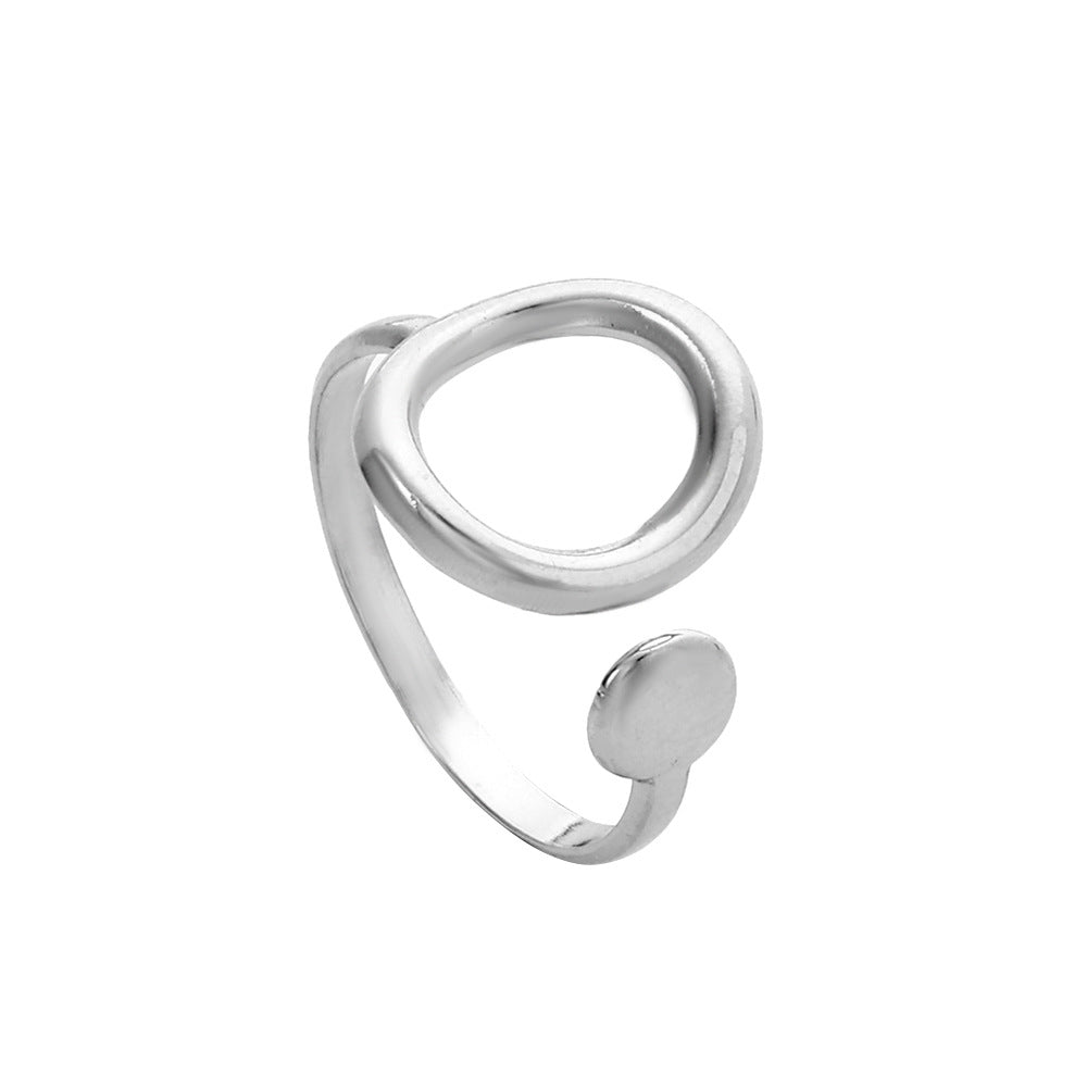 Minimalist Hip-hop Geometric Round Plated Titanium Steel Double Layer Open Ring