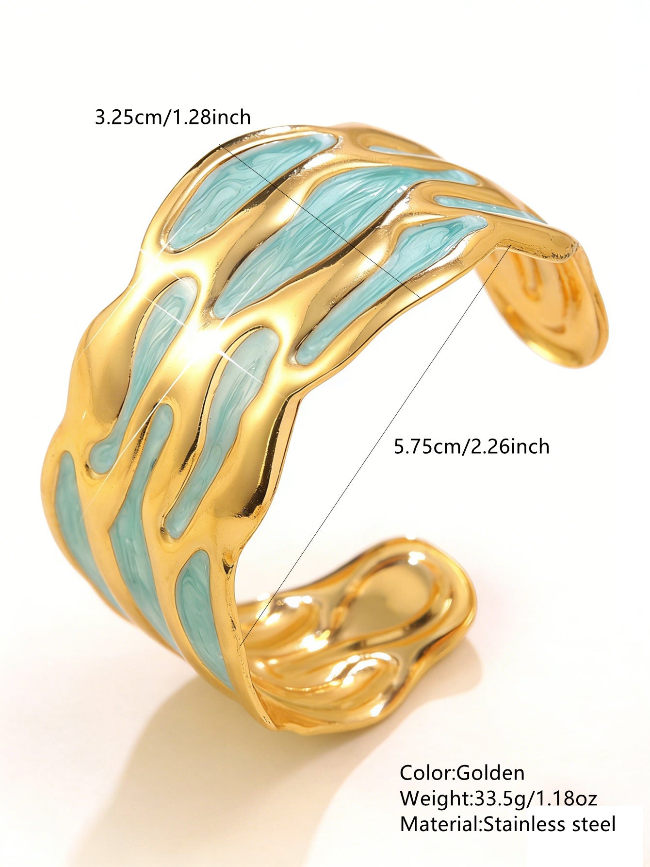 Elegante Pulsera Abierta de Lujo Floral con Esmalte de Aceite de Acero Inoxidable y Titanio con Cereza