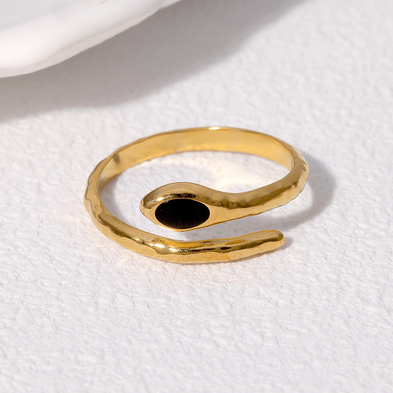 Personalized Snake Shaped Gold Plated Stainless Steel Ring for Women