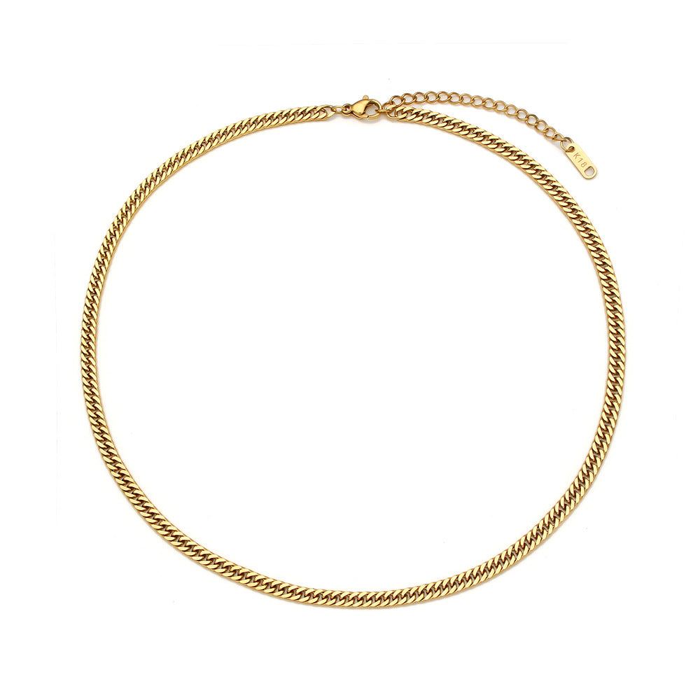 Fashionable Geometric Stainless Steel Plated Necklace Set with Interwoven Secure Chain for Women