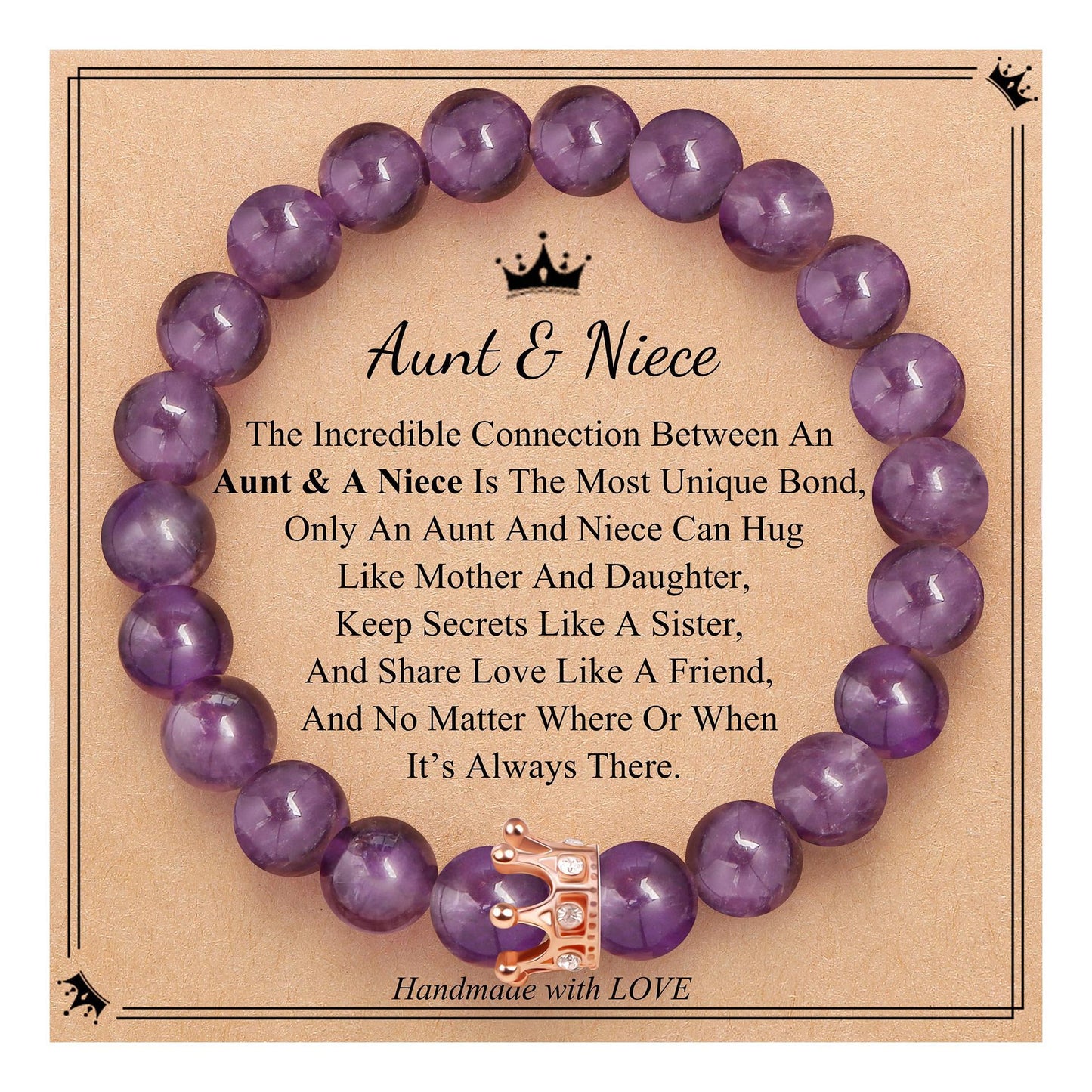 Elegant Crown Brass Bracelet with Natural Agate and Rhodochrosite Beads for Women
