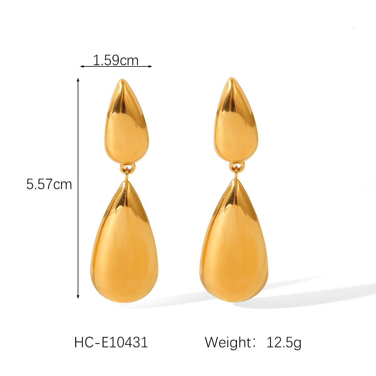 Orecchini da donna in acciaio inossidabile a forma di goccia, minimalistici, con finitura lucida e design geometrico