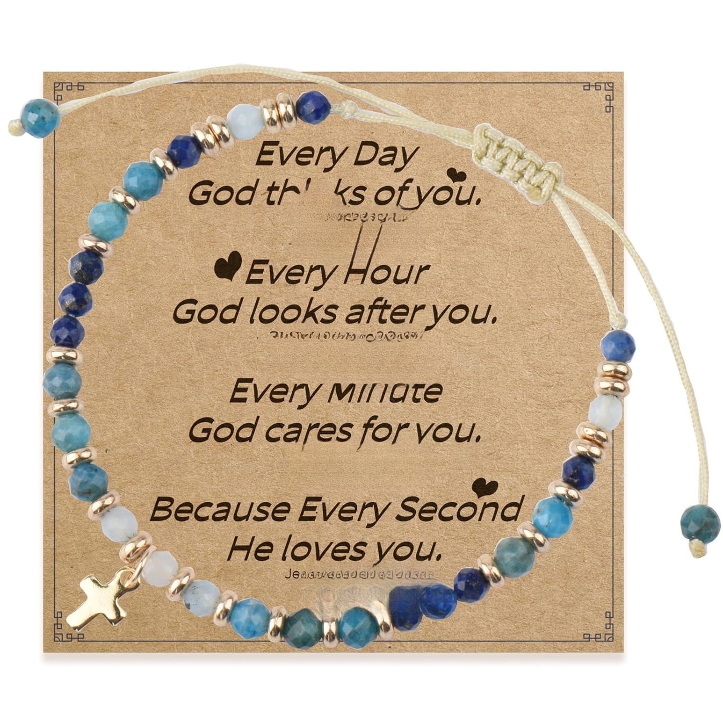 Minimalist Natural Stone Beaded Cross Bracelet for Women