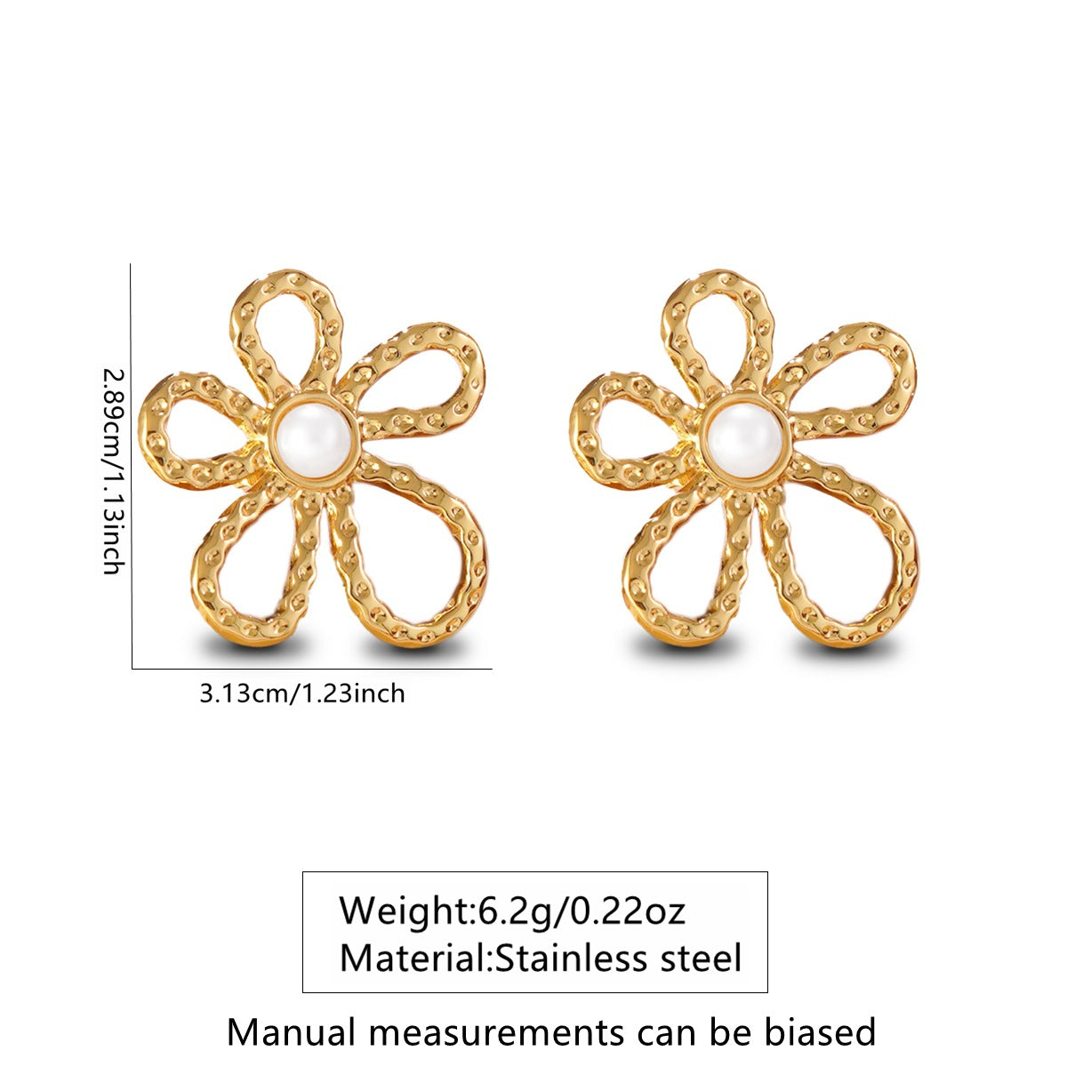 Luxury Stainless Steel Stamped Floral Stud Earrings for Women