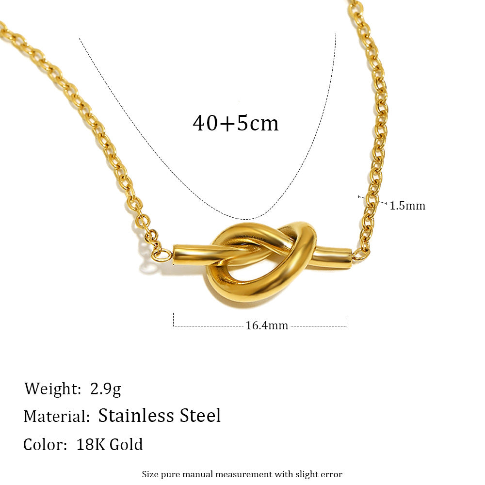 Collana da donna con pendente a nodo, placcato oro 18 carati, in acciaio inossidabile, con geometria minimalista