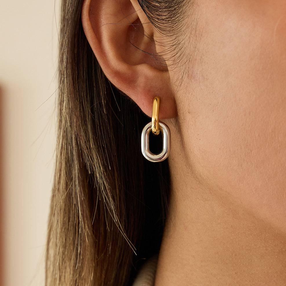 Orecchini a Cerchio Geometrici Minimalisti da Donna in Acciaio Inossidabile con Finitura Placcata Ipoallergenici Leggeri Gioielli di Lusso