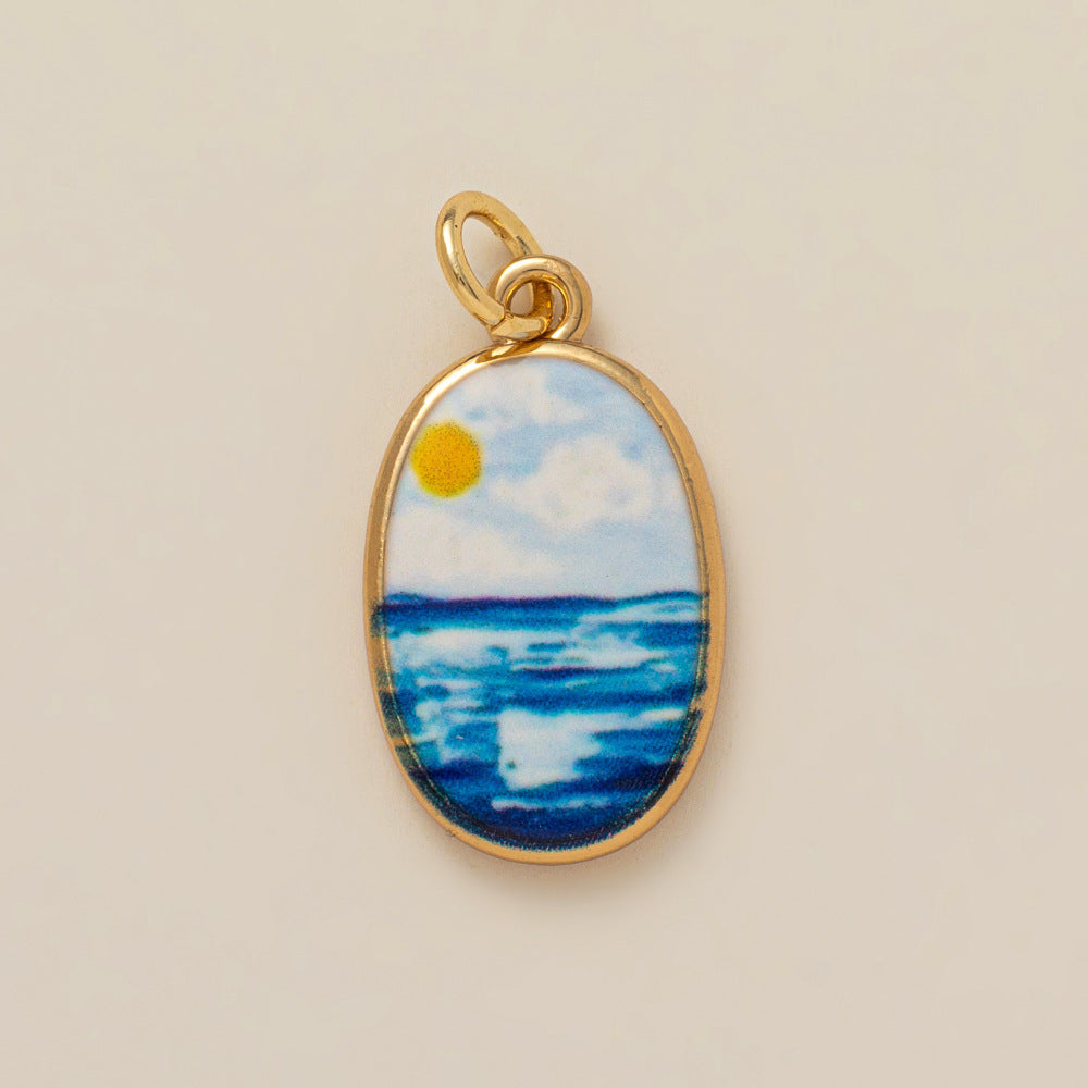 Minimalist Floral Pattern Brass PVD Plated DIY Charm Bar Pendant