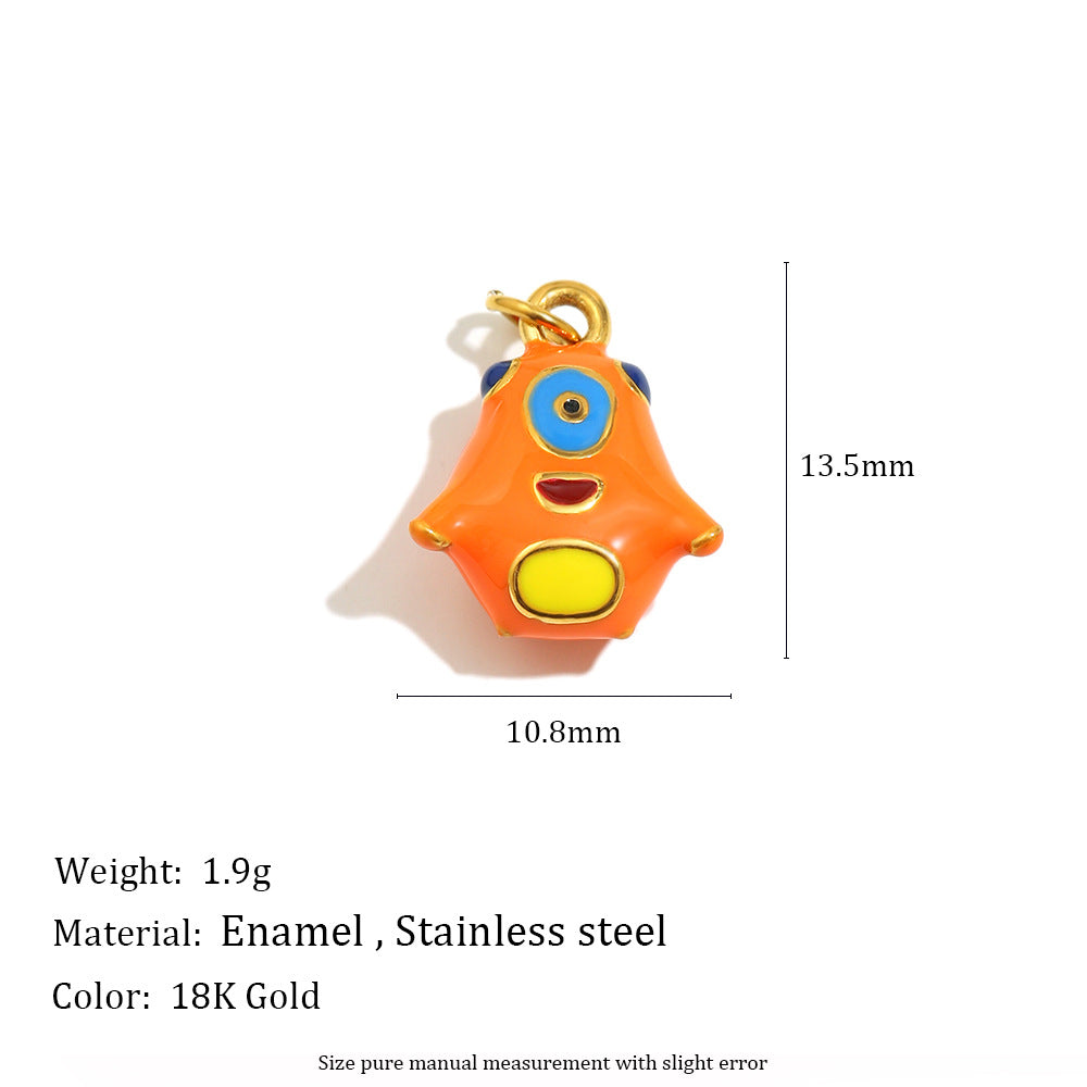 18K Gold Plated Drip Oil Animal Shape Stainless Steel Charm Bar