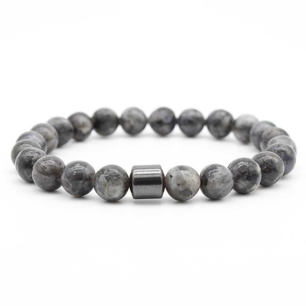 Geometric Agate Beaded Bracelet with Floral Pattern Unisex Natural Stone Jewelry