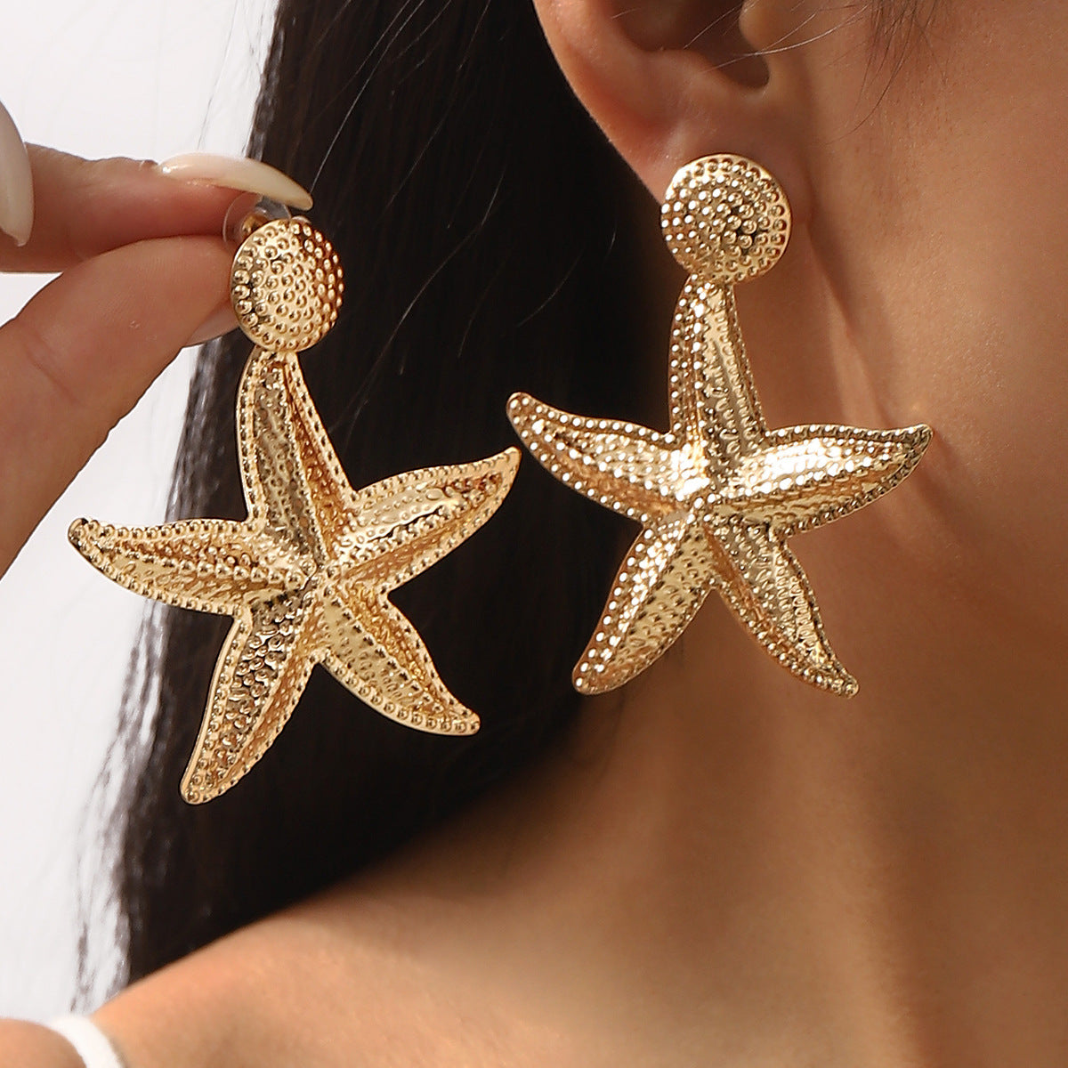 Orecchini alla moda a forma di stella e conchiglia in lega per donna con finitura placcata Design ispirato all'oceano