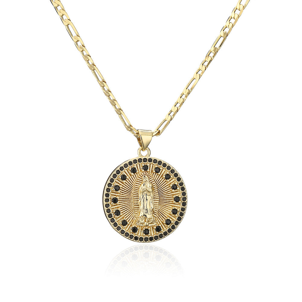 Minimalist Geometric Copper Pendant Necklace with 18K Gold Plating and Micro-Paved Zirconia for Women
