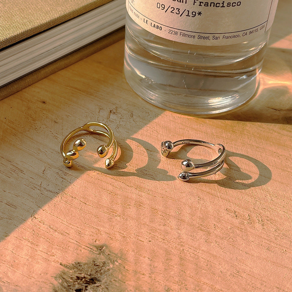 Anello in argento sterling S925 dal design a lettera dalla forma irregolare per donna, gioielli alla moda e versatili per tutti i giorni