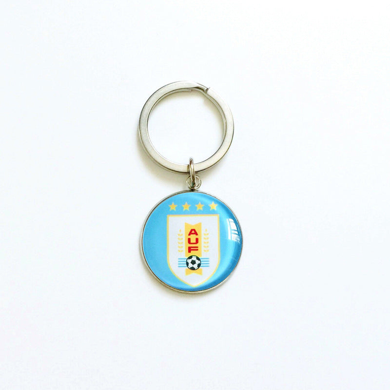 Sporty Round Stainless Steel Keychain National Football Team Souvenir Gift