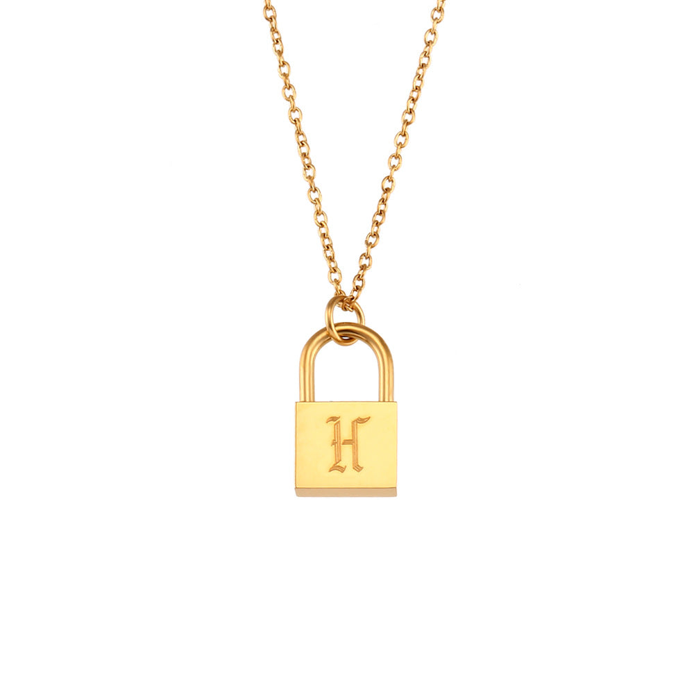 Fashionable Minimalist Stainless Steel Letter Pendant Necklace with Plated Finish for Women