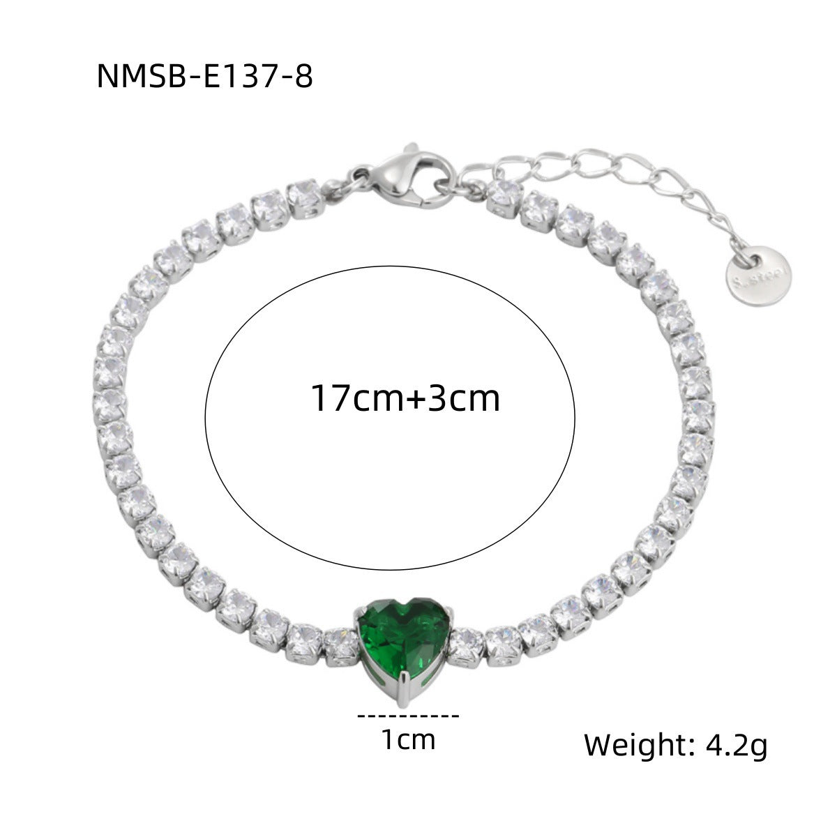 Bracciale Romantico in Acciaio Inossidabile a Cuore con Intarsio di Strass, Accessorio di Moda Minimalista per Donne