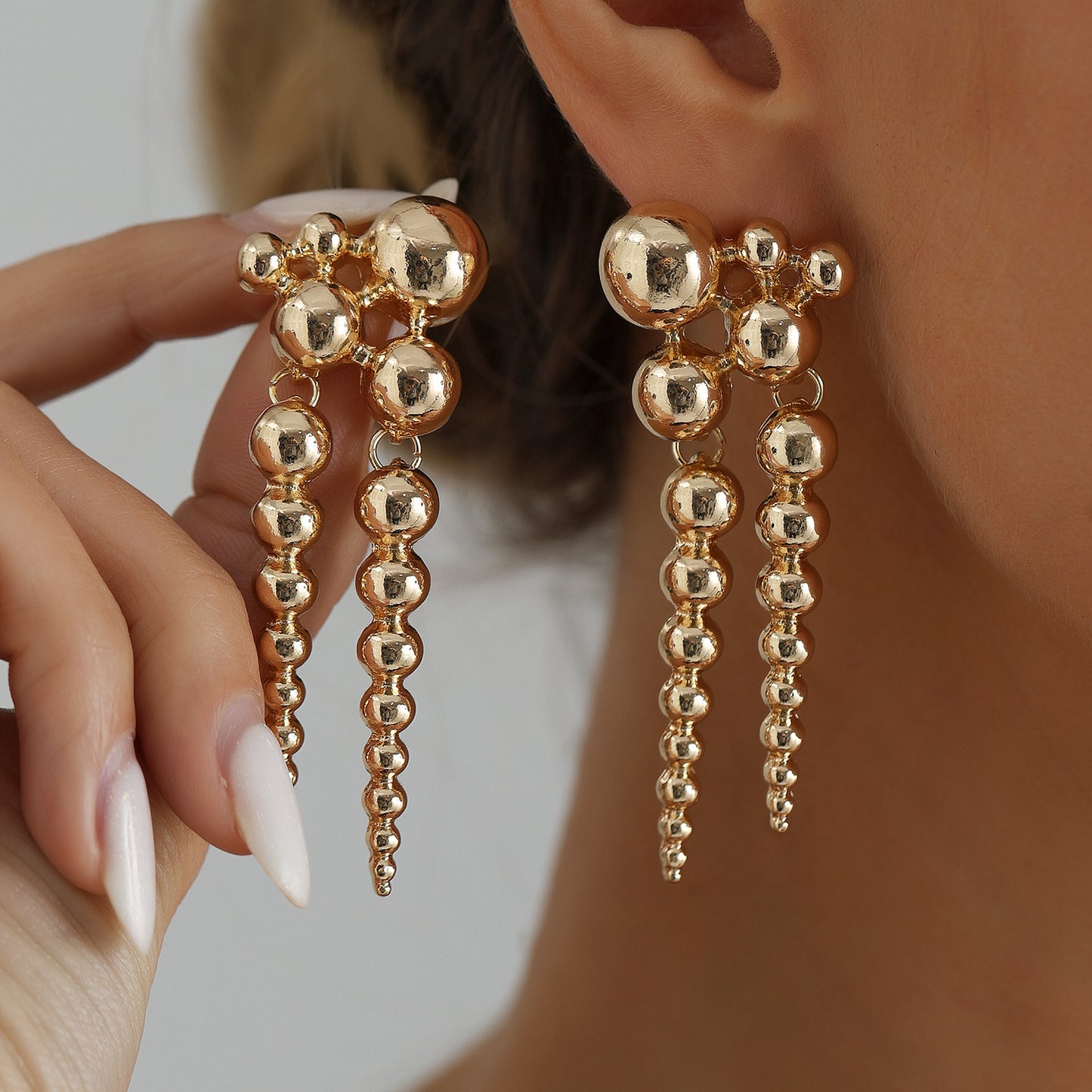 Vintage Geometric Heart Lava Texture Metal Stud Earrings