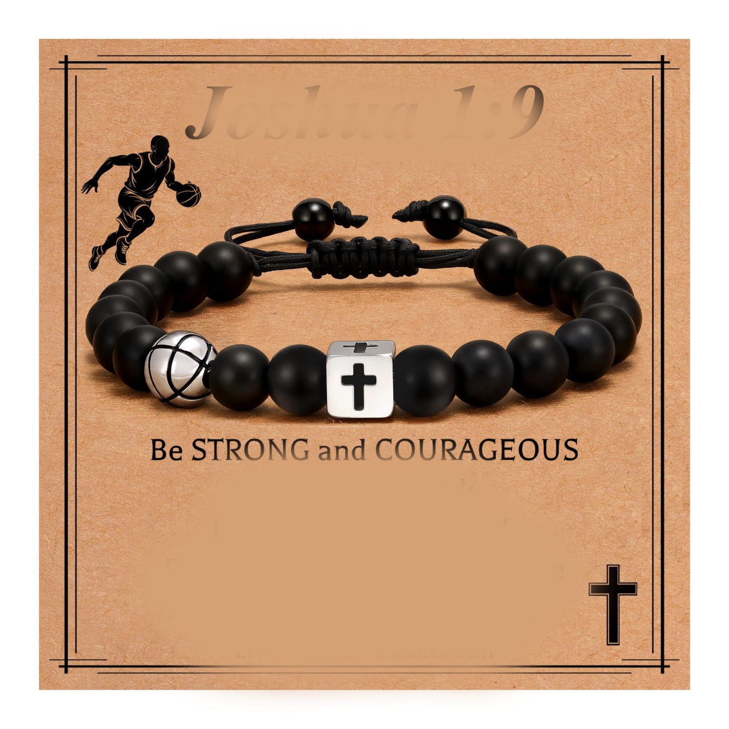 Sporty Matte Alloy Cross Geometric Beaded Bracelet Unisex