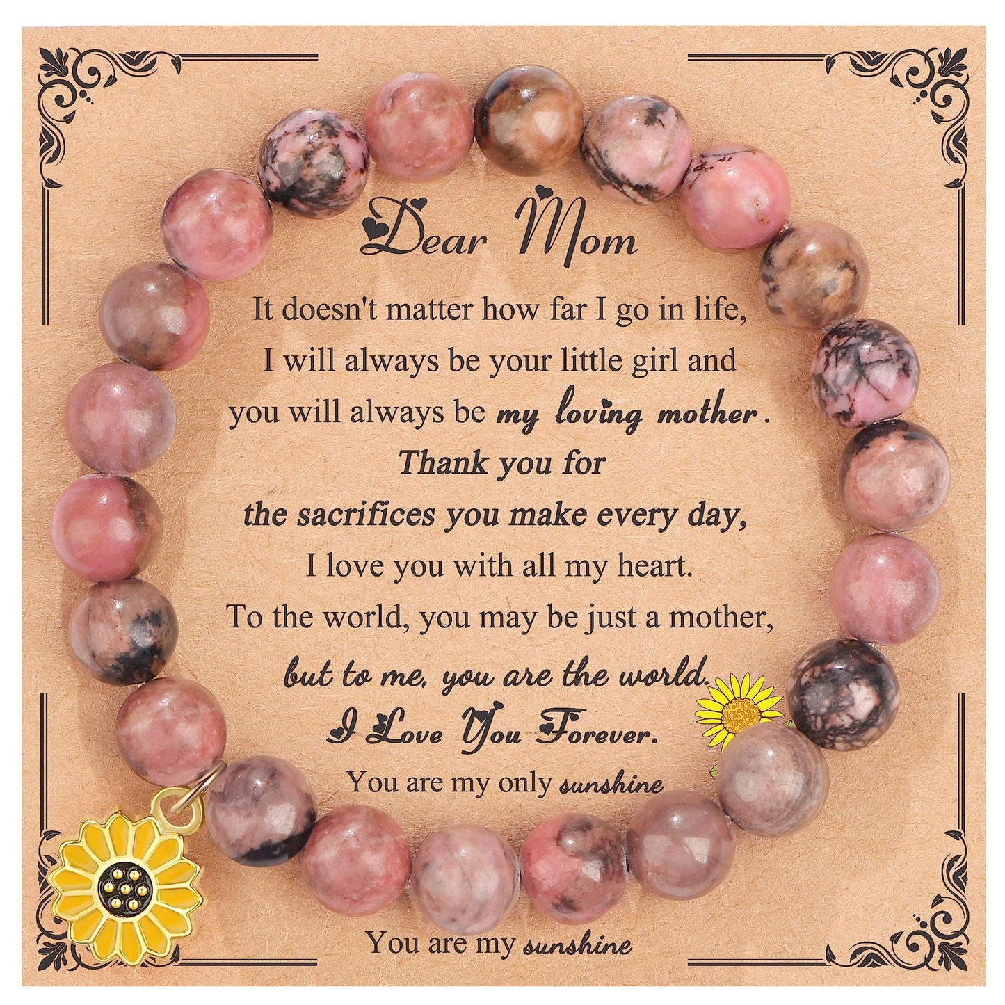 Sweet Floral Sunflower Gemstone Charm Bracelet for Women