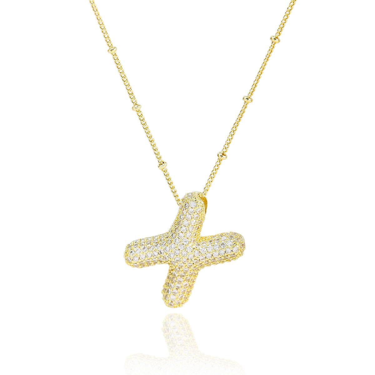Fashion Plated Brass Letter Bubble Pendant Necklace for Women