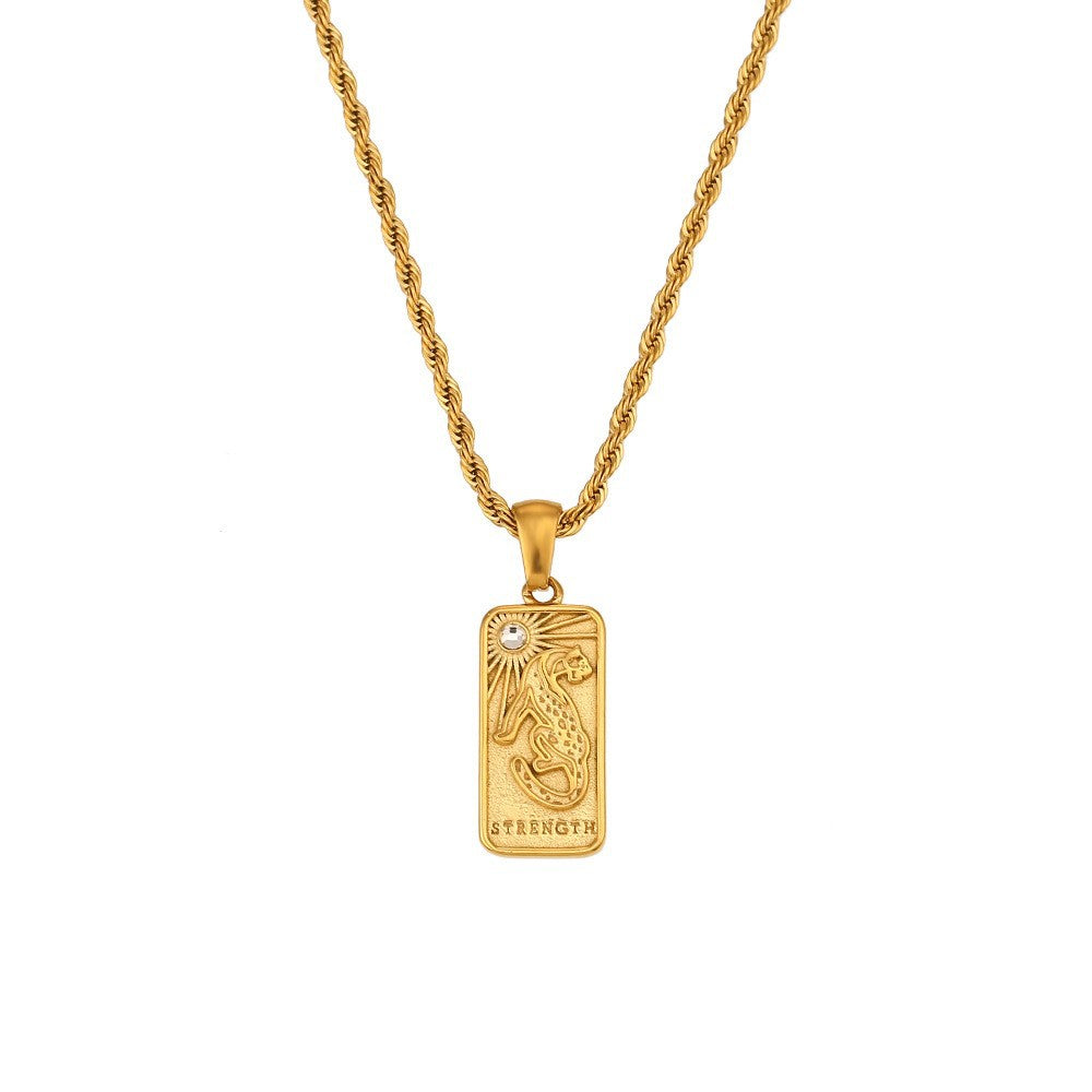 Collana con pendente a cuore vintage Shell per donna in acciaio inossidabile placcato oro 18 carati con design geometrico e catena a serpente