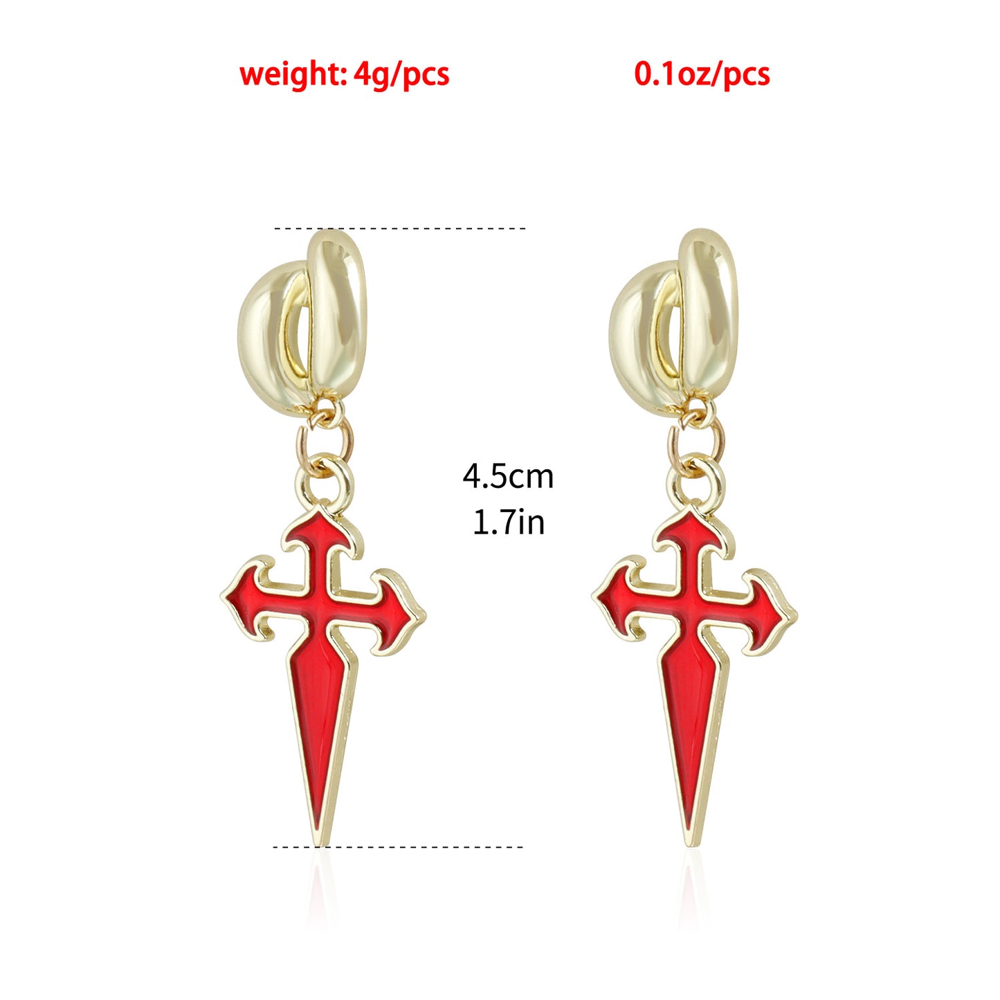 Vintage Gothic Hip-hop Red Drip Oil Geometric Round Zinc Alloy Stud Earrings for Women