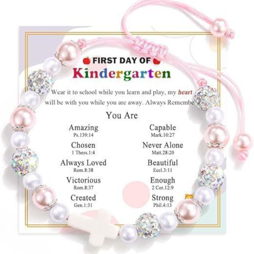 Sweet Pink Pearl Butterfly Letter Charm Bracelet for Women