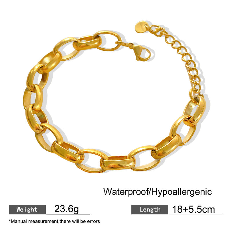Hollow Chunky Chain Spliced Titanium Steel Bracelet Plated Unisex