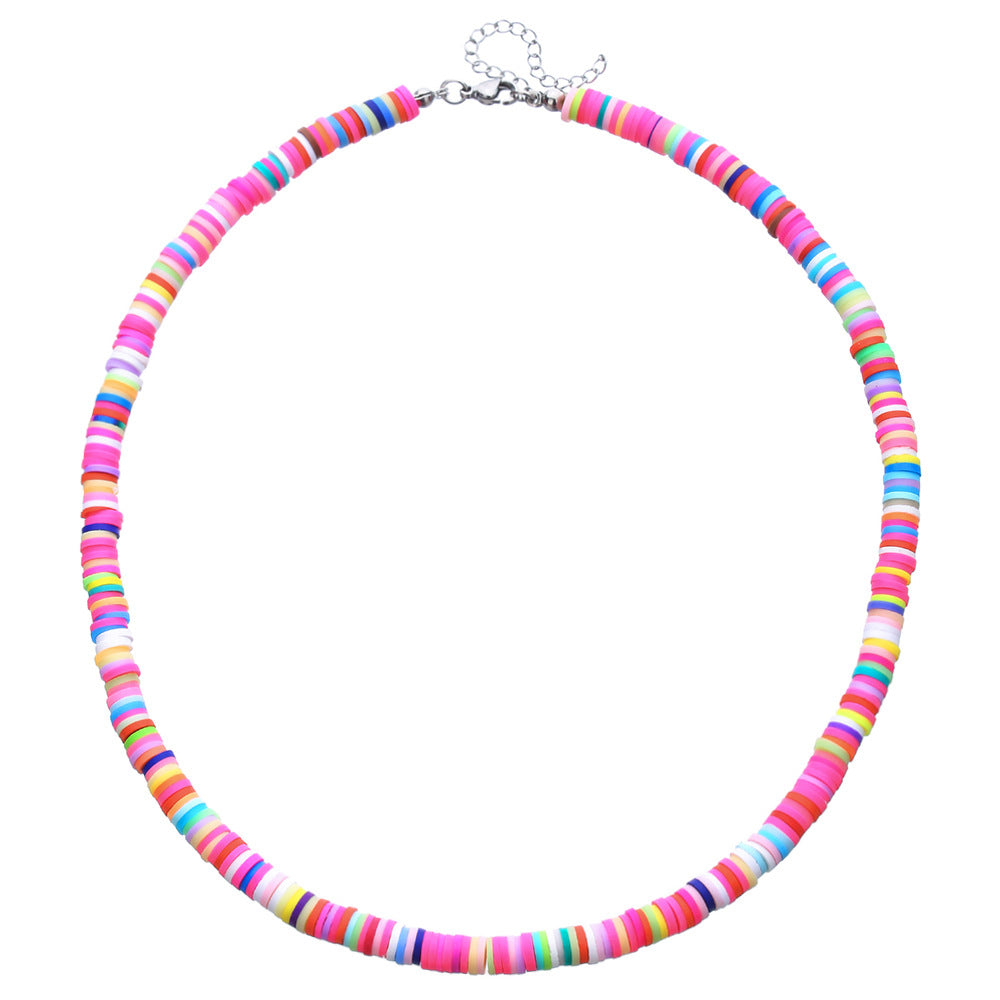 Minimalist Geometric Round Stainless Steel Resin Beaded Cable Chain Charm Bar