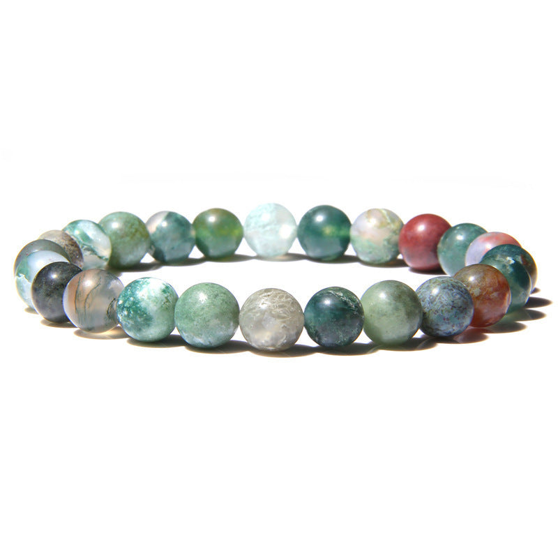 Natural Volcanic Stone and Agate Beaded Bracelet Geometric Round Unisex Fashion Jewelry