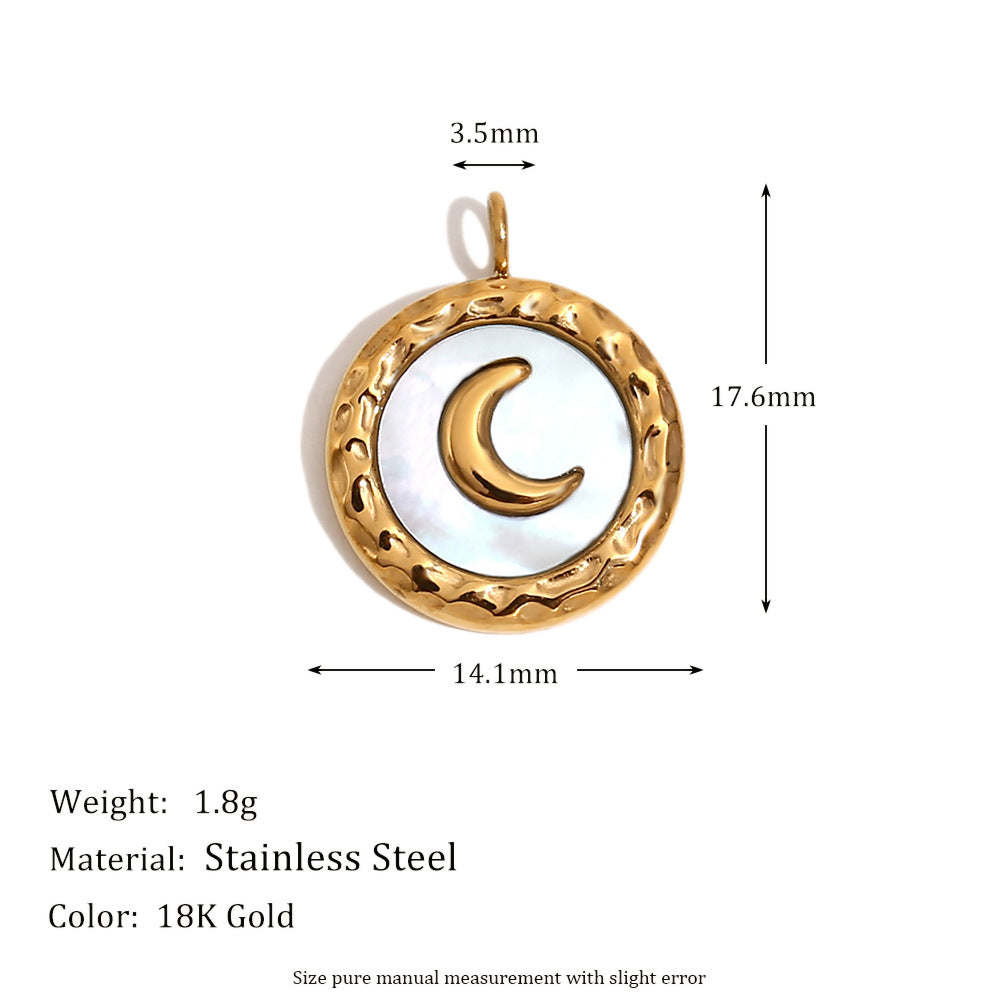 Vintage Geometric Four-Pointed Star Heart Pendant in Stainless Steel with 18K Gold Plating, Meteorite and Floral Bee Charms