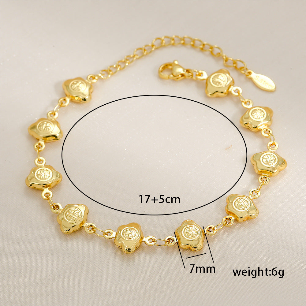 Bracciale a goccia in acciaio inossidabile cavo con conchiglia hip hop, forma a cuore geometrica a goccia d'acqua e accento a croce placcato oro