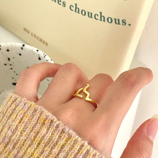 Anillo minimalista de línea geométrica de plata de ley 925 para mujer