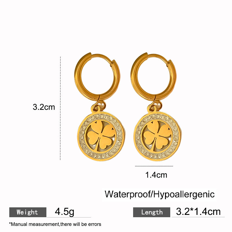 Elegant Titanium Steel Drip Oil Plated Stud Earrings for Women