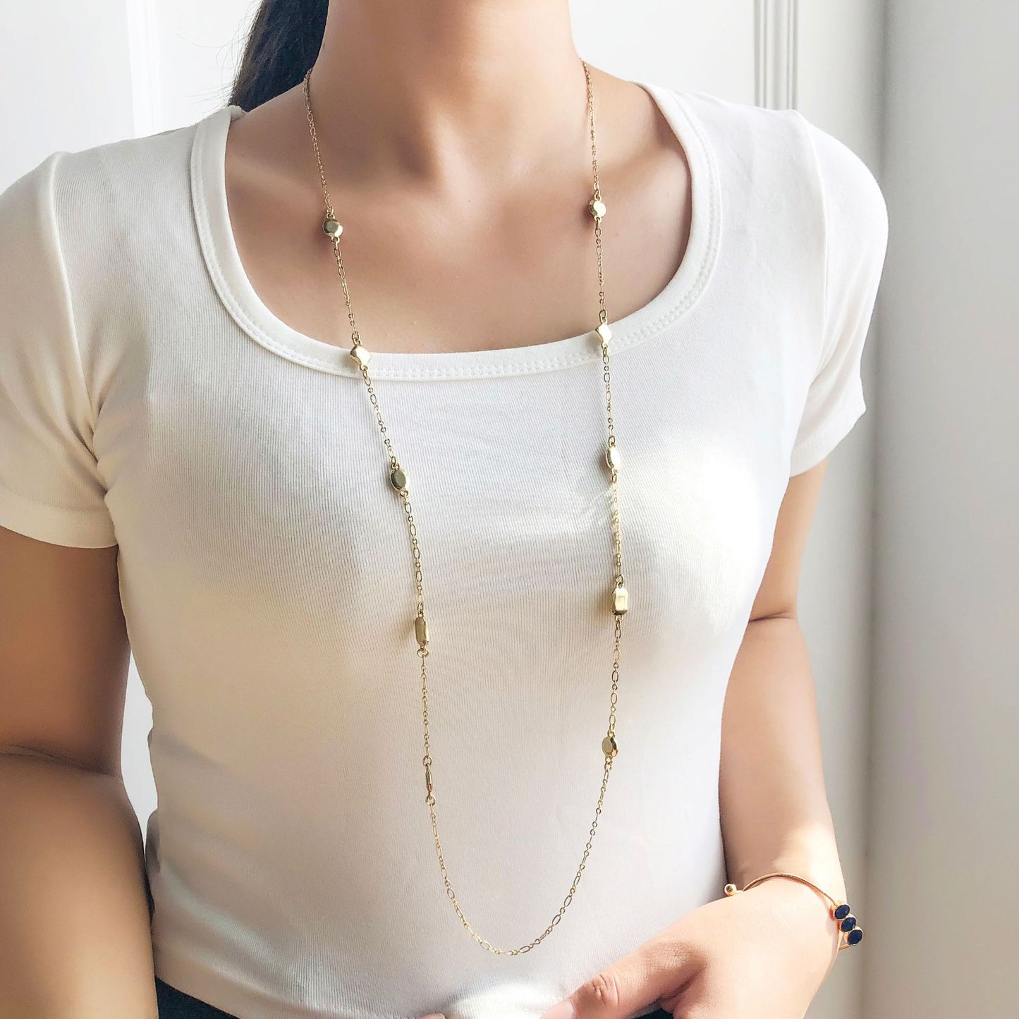 Casual Geometric Alloy Ball Chain Necklace