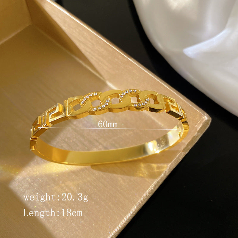 Vintage Greek Key Knot Plated Titanium Steel Bracelet