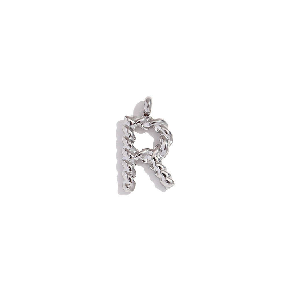 Collana con Pendente a Lettera Intrecciata Placcata in Acciaio Inossidabile, Stile Minimalista, da Donna