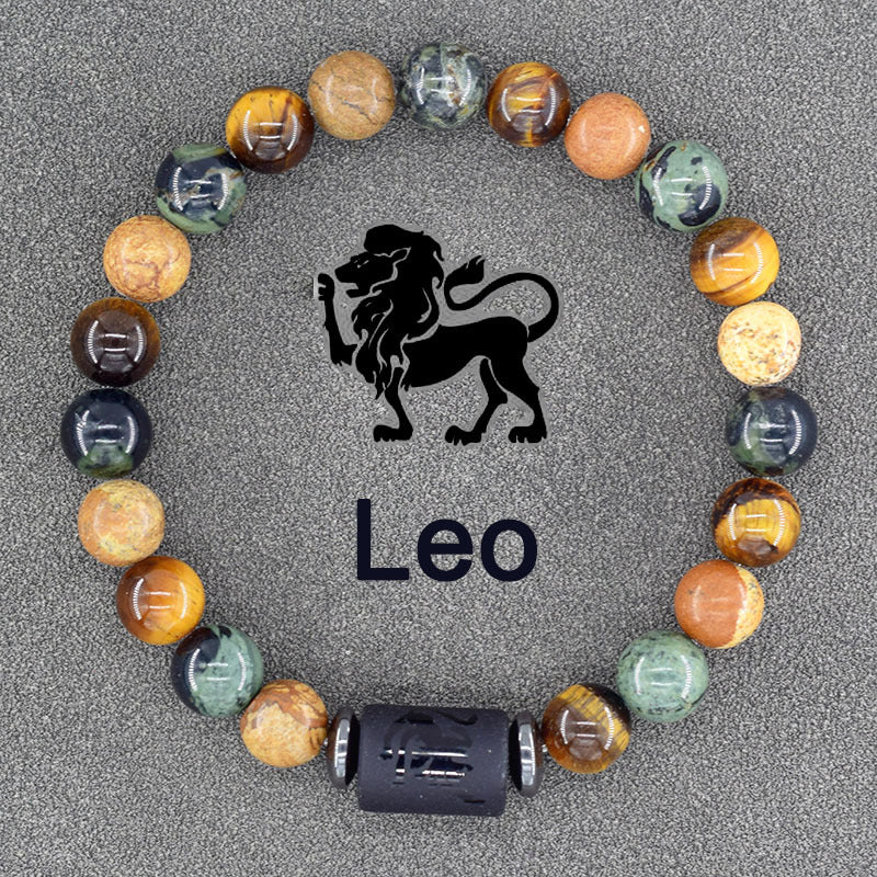 Classic Unisex Natural Stone Zodiac Beaded Bracelet