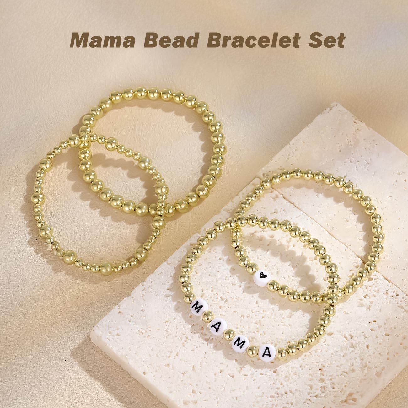 Bohemian Elegant Letter Hematite Beaded Bracelet Set for Women