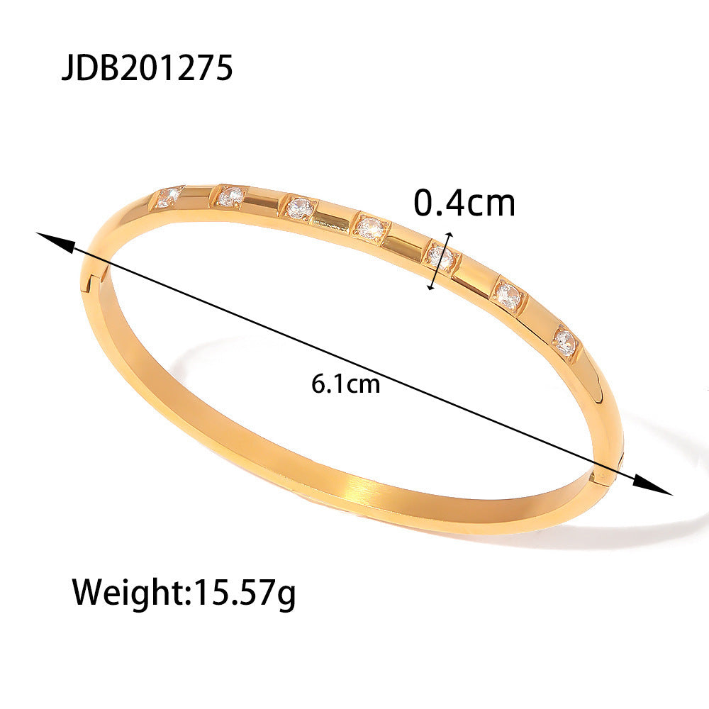 Pulsera geométrica cuadrada minimalista de acero de titanio para mujer con acabado chapado, brazalete de lujo ajustable de acero inoxidable