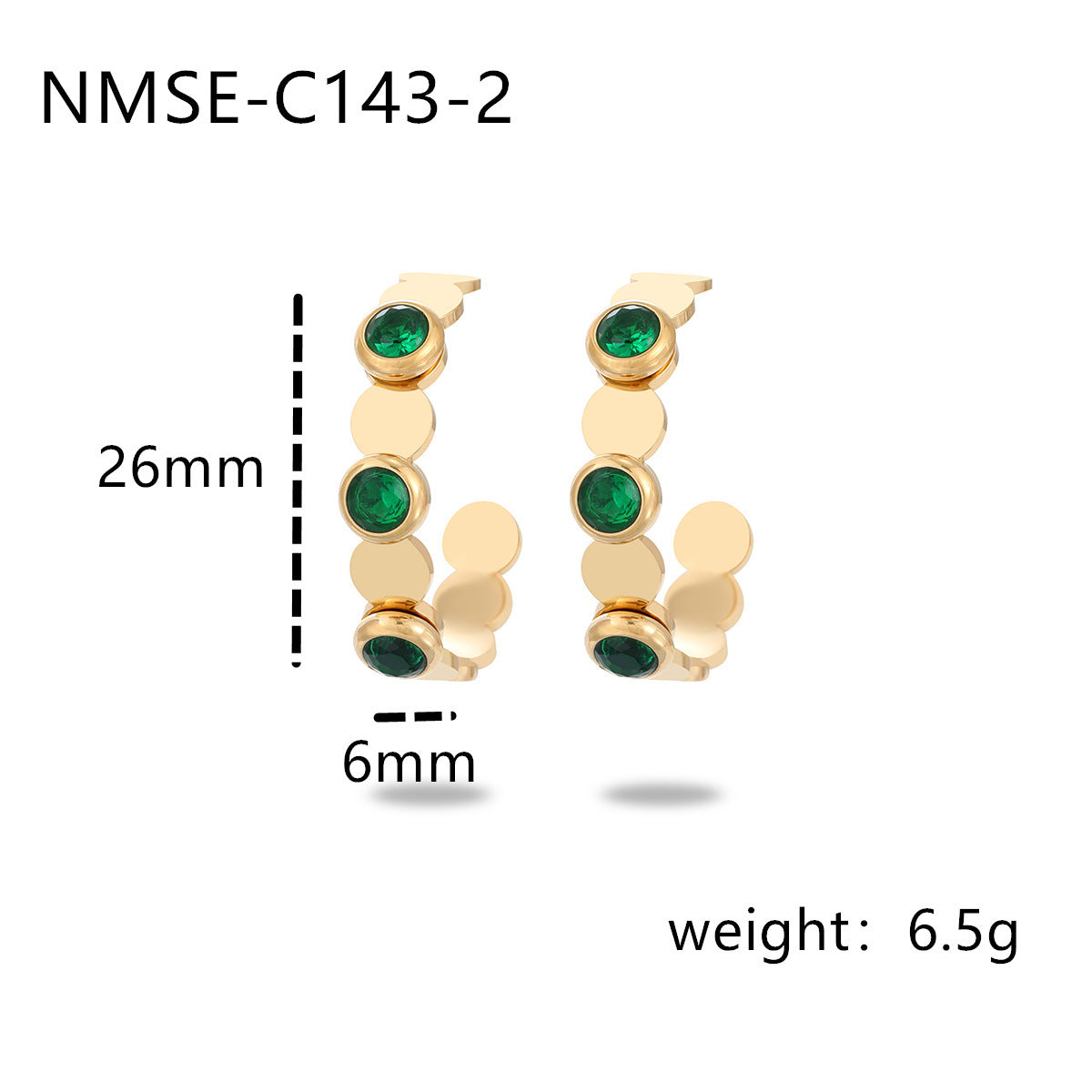 Pendientes de Acero Inoxidable Geométricos de Moda para Mujer con Chapado en Oro de 18K e Incrustaciones de Zirconia