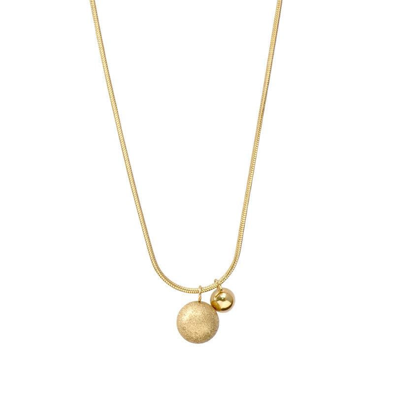 Collar minimalista de titanio y acero con colgante de doble esfera geométrica para mujer y hombre con baño de oro y estilo de cadena con medallón